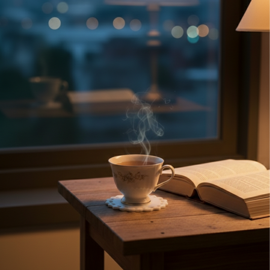 Serene White Round Glass & Tea Coasters